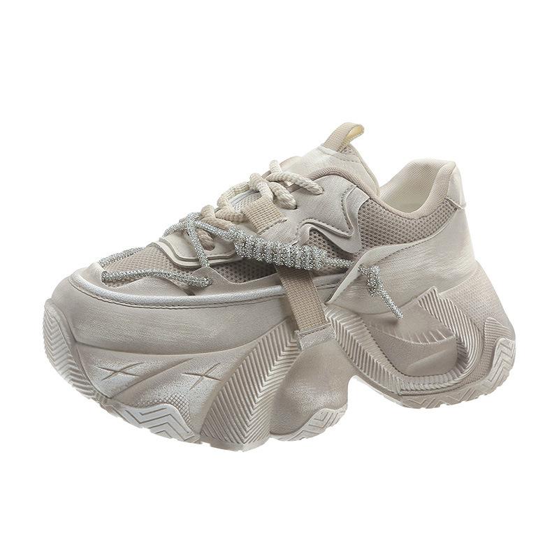 

European station Internet celebrity women s shoes 2025 spring and summer new muffin thick sole height increase sports casual shoes dad shoes 35 серый