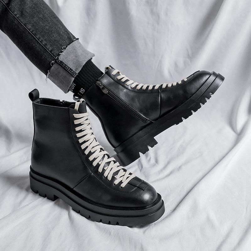 Large Size Martin Boots 45 Season Youth Fashion Boots Hairstylist Men'S Leather Boots D13-R