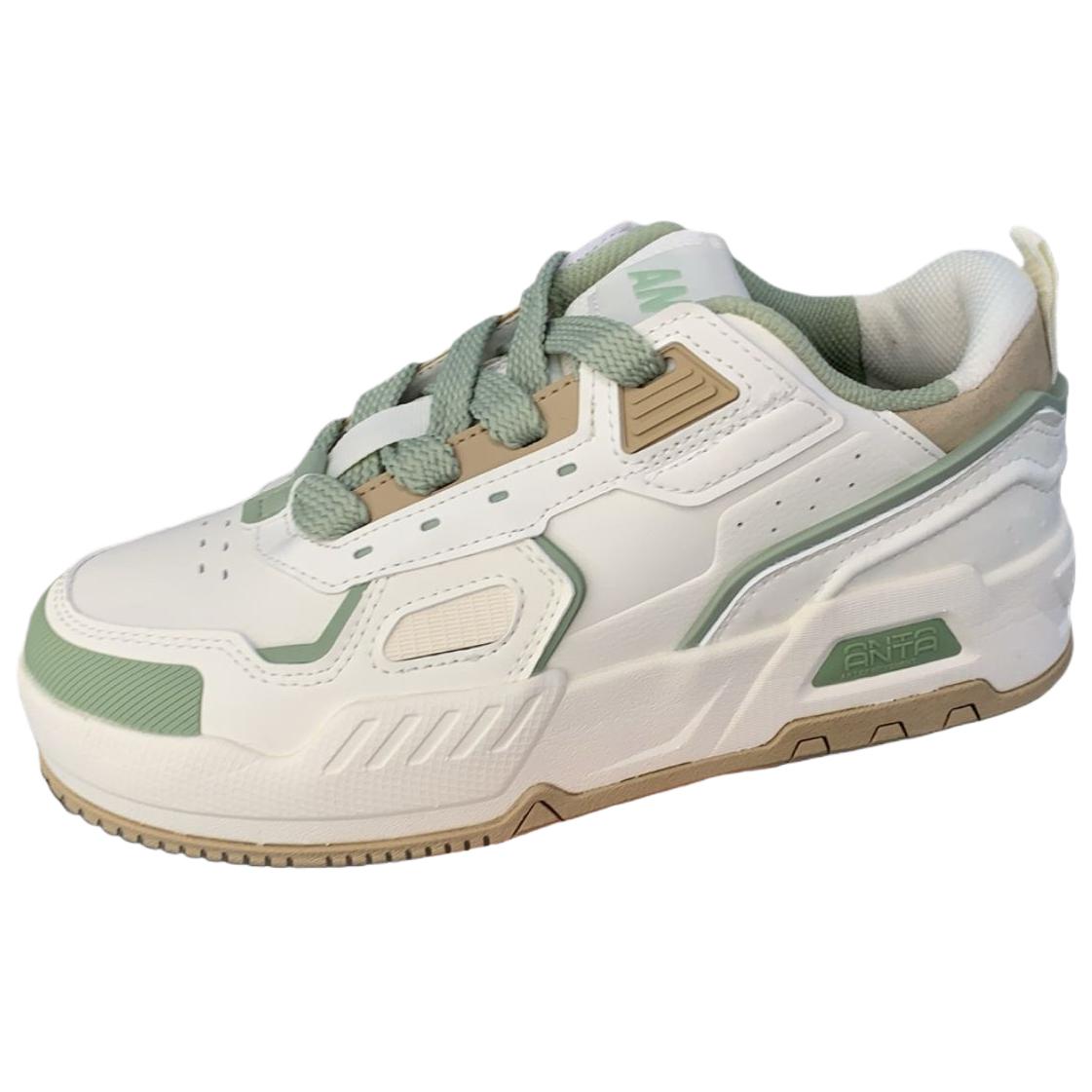 

New Anta Life Collection Abrasion Resistant Height Increasing Low Top Skateboard Shoes Women s White Green 122438028-4 39
