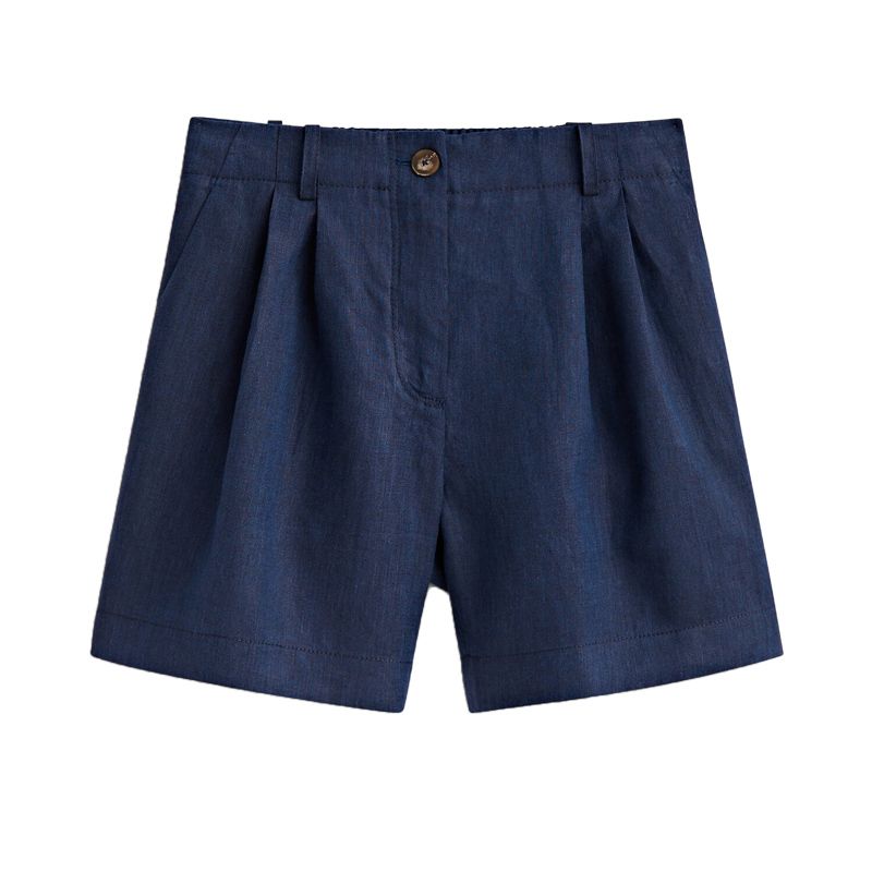 

Повседневные плиссированные шорты из рами с высокой посадкой прямого кроя MD INDIGO L