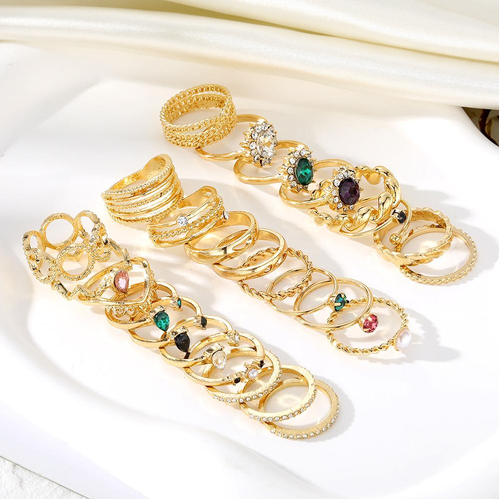 Simple Colored Beach Ring - Retro Butterfly Ring Set Combination