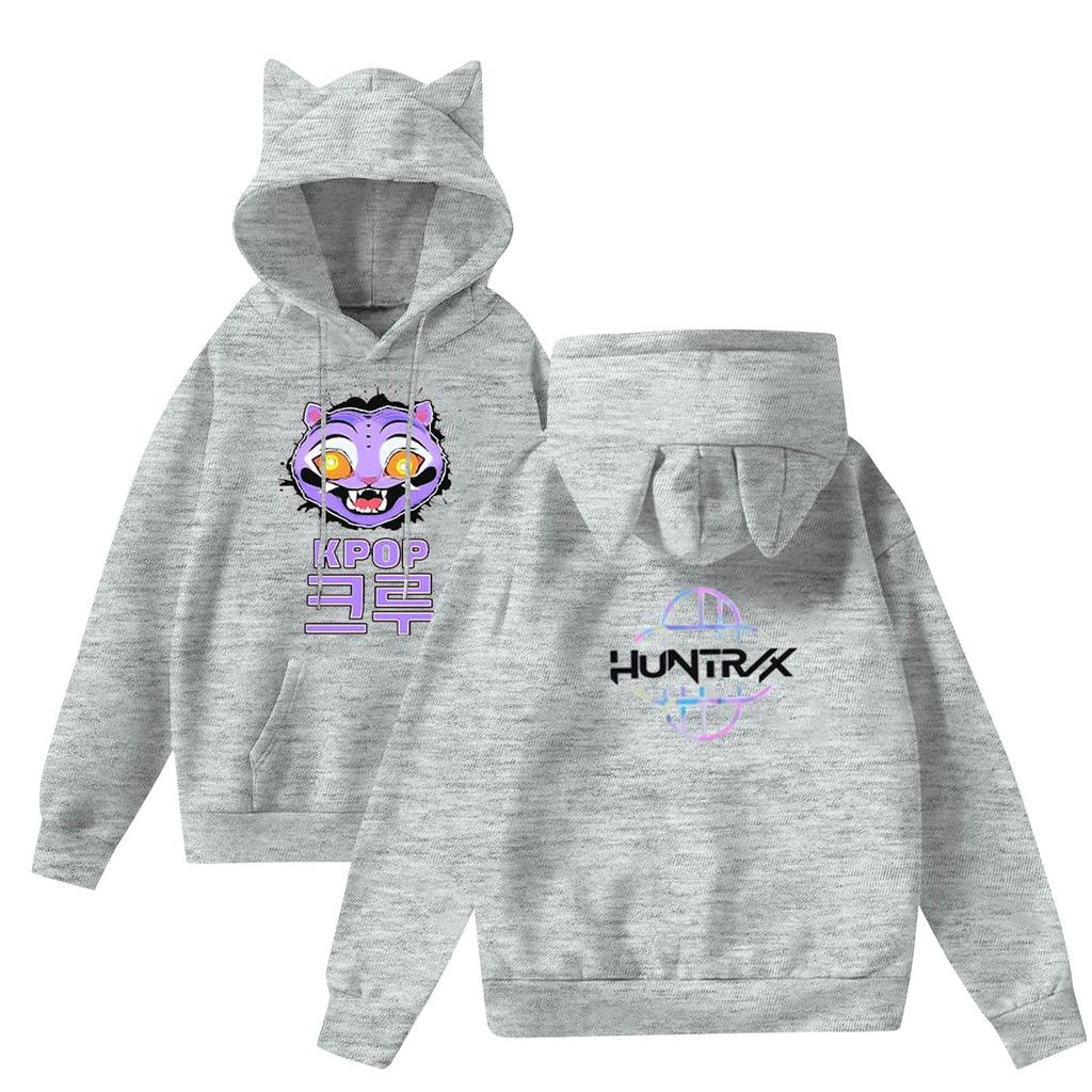 Damemote Casual Langermet trykt Rundhals hettegenser Pullover Topp med lommer