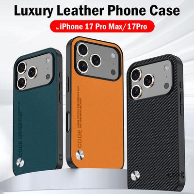 Leather Funda for iPhone 17 Pro Max 15 16 17Pro Case Luxury Fiber Texture PU-Leather Protection Capa for iPhone 17 Cover