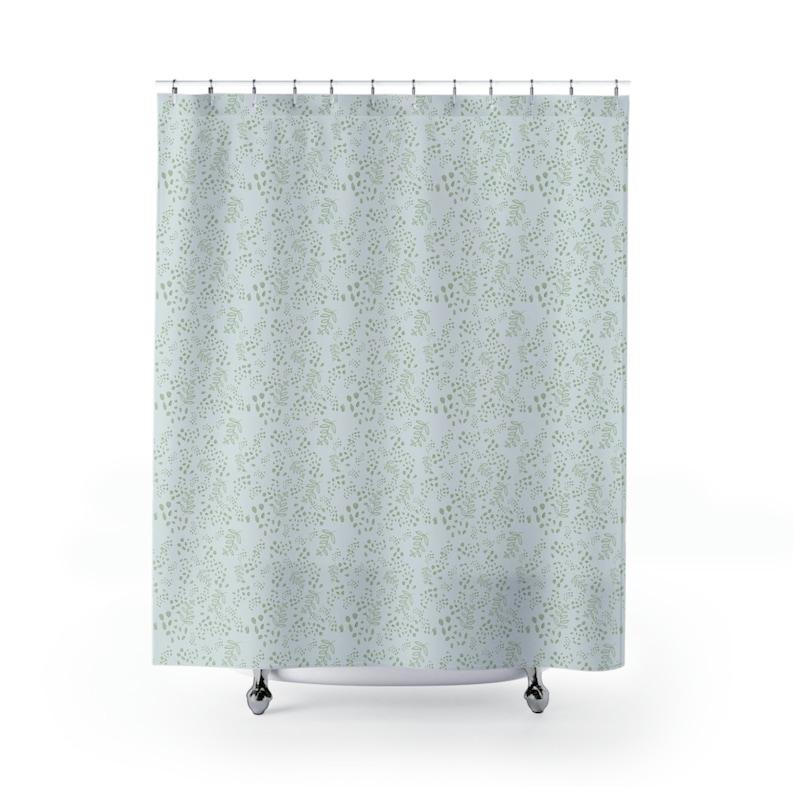 

Light Green Shower Curtain | Botanical Shower Curtains | Housewarming Gifts | Bathroom Refresh Gifts | 71X74 Inches W60H190(CM)-1 Pcs
