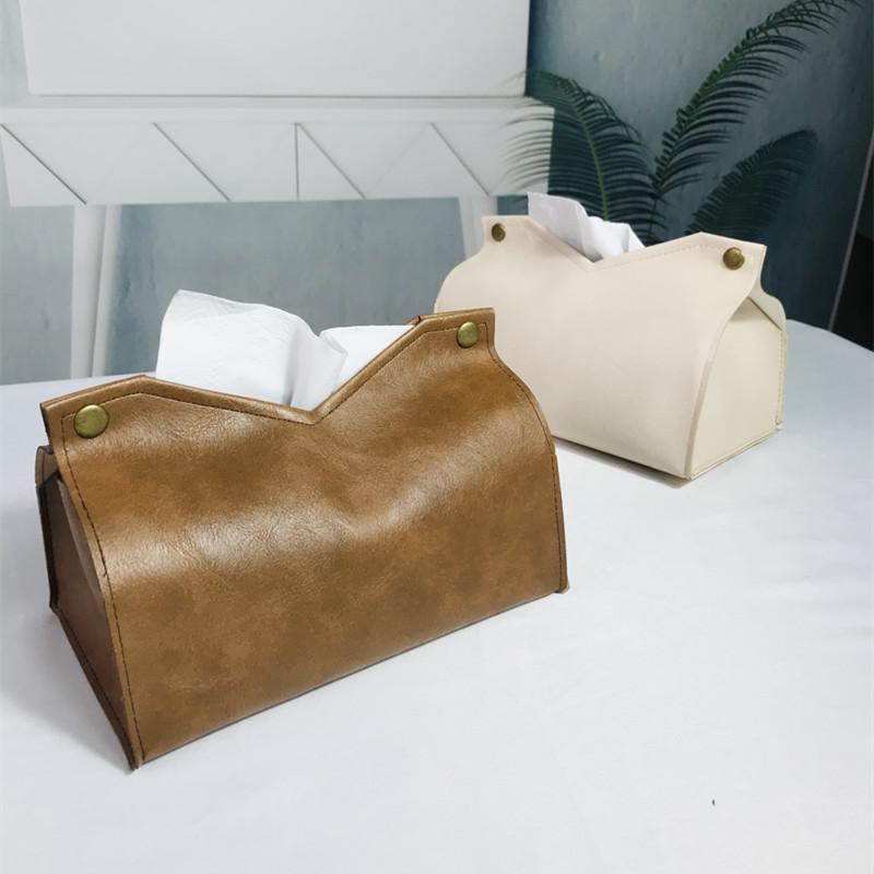 Taschentuchbox, Crazy Horse Textur PU-Leder Moderne Stilvolle Würfel-Taschentuchbox - Dekorativer Organizer für Tischplatte, Badezimmer, Büro