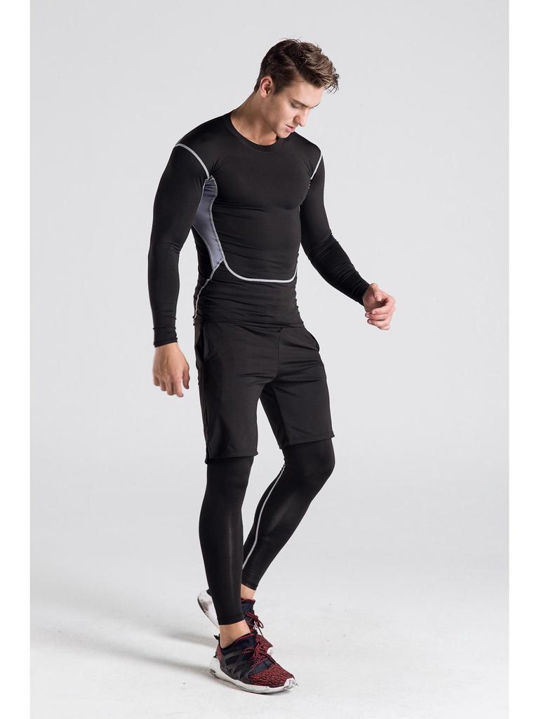 Męski Zestaw Fitnessowy i Biegowy Szybkoschnący 5-częściowy: Oddychający strój do jogi i na siłownię z długim rękawem