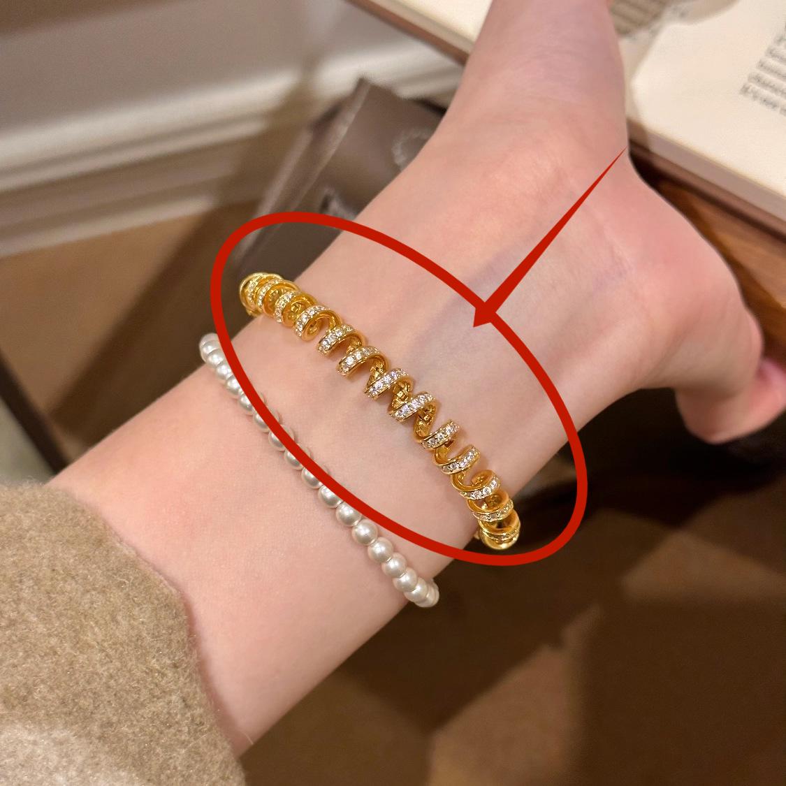 

Gold-Plated Zircon Twist Braid Bracelet | Luxury Design Bangle Jewelry