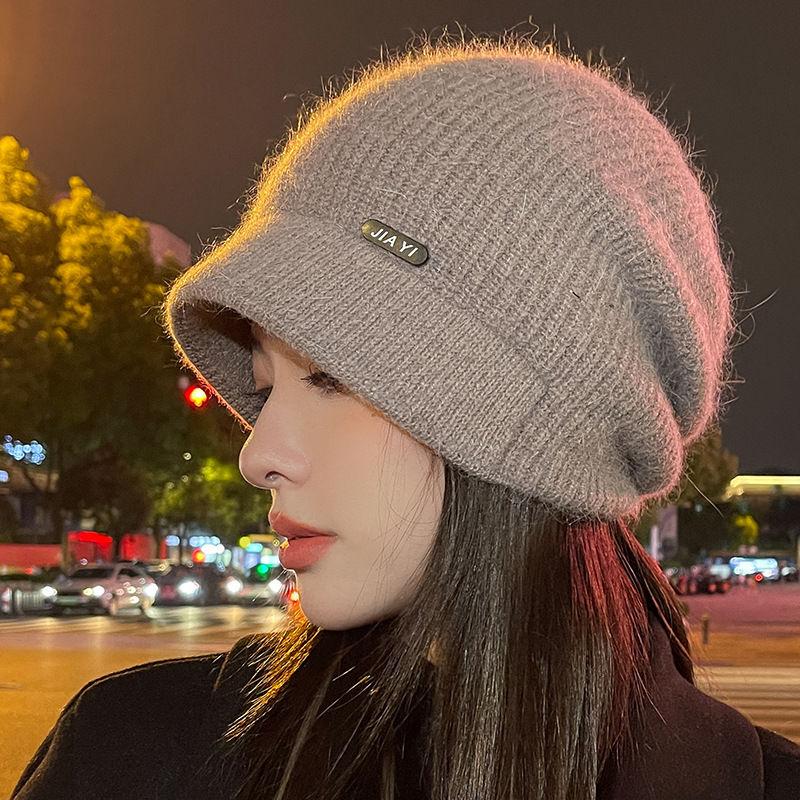 New Autumn and Winter Knitted Hat Rabbit Fur Hat Women's Winter Hat Winter Warm Ear Protection Wool Hat