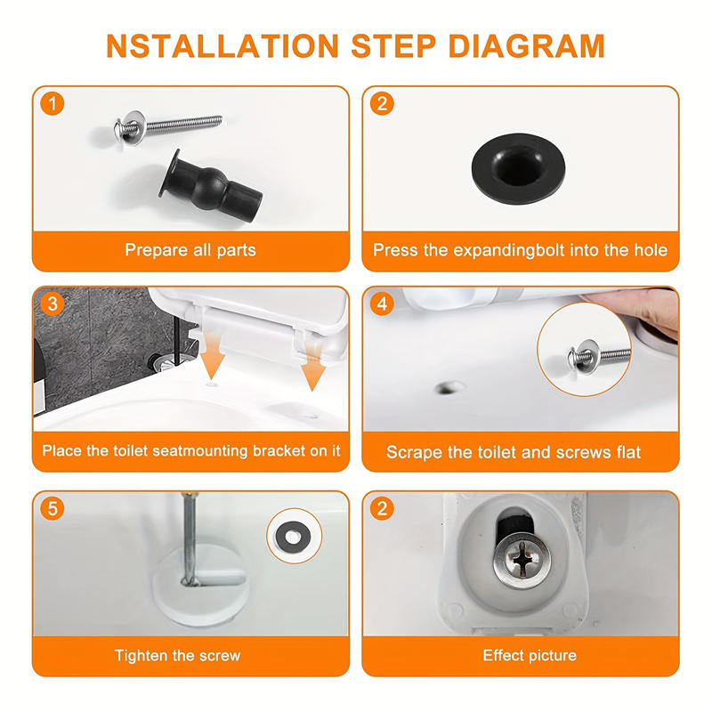 2Pcs/4Pcs Toilet Seat Screw Hinge Expansion Rubber Top Universal Nut Cover Tray Fixing Toilet Blind Hole Bathroom Toilet Seat Parts