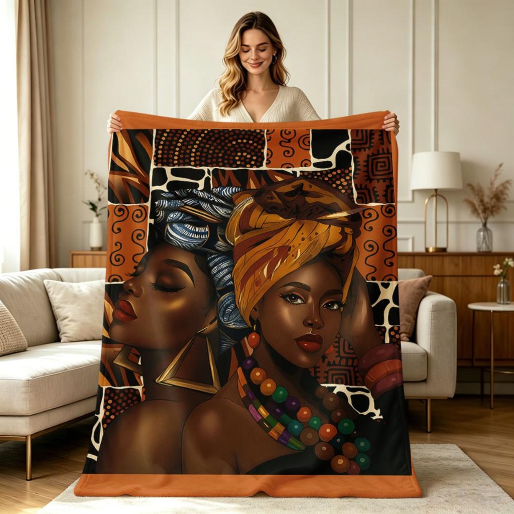 All Season Flannel Blanket with African Style Tribal Print Soft Warm Throw Blanket for Couch Sofa Bedroom Living Room Office Home Decorative Lightweig