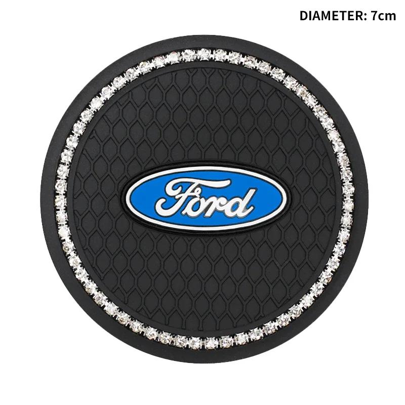Horké 2025 Horké Pro Ford Nové Auto Držáky Podložek na Hrnek Vody Protiskluzová Gumová Podložka s Diamantovými Kamínky Pro Ford Focus 2 MK1 MK3 Mondeo MK4 F