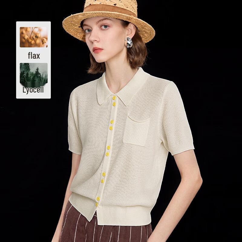 Women s 2026 Summer Linen Blend Polo T-Shirt XL