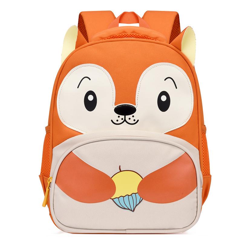 Kids Cartoon Animal Print School Bag With Comfortable Air Cushion Backing For Education