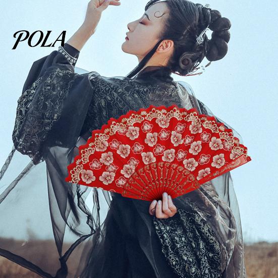 Flower Patterned Fan Retro Lace Folding Portable Lightweight Chinese Dance Handheld Cherry Blossom Compact Travel Pattern Elegant Women's with Tassel