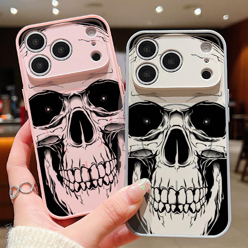 Human Skull Printed Magnetic Phone Case For iPhone 17 Pro Max 16 15 14 13 Pro Max For Magsafe Wireless Charge Hard PC Back Cover
