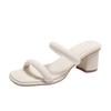 Fashion High Quality Square Toe Narrow Band Women Sandals Summer Open Toe Hoof Heel Slide Sandals Simple Comfort High Heeled Sandals