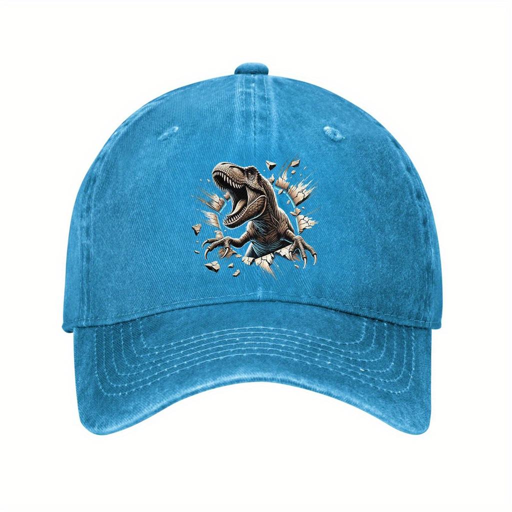 Tyrannosaurus Rex Graphic Denim Baseball Cap Breathable Cotton Adjustable Dad Hat Casual Outdoor Unisex