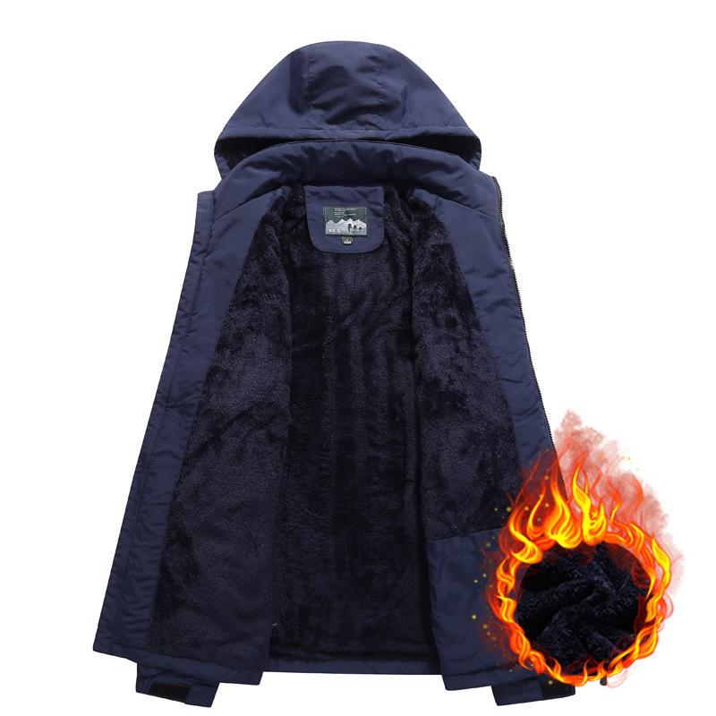 New Autumn and Winter Velvet Quick-drying Jacket Men's Casual Outdoor Thickened Hooded Jacket Windbreaker