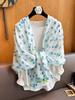 Women'S Floral Print Scarf 180X90Cm Warm Fashion Shawl With Tassels Lightweight Rectangular Sand-Proof Beach Wrap Muslim Hijab