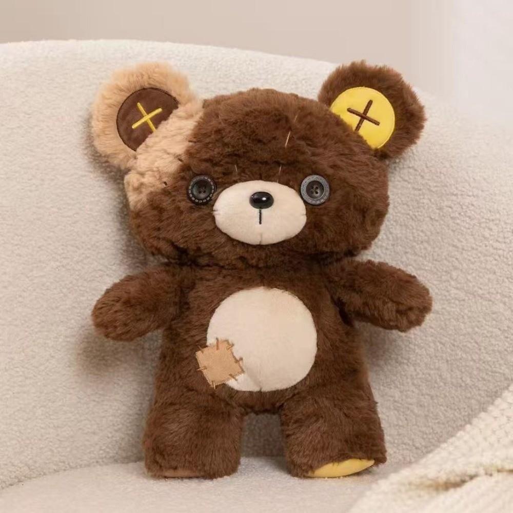 Stitched Button Ear Bear Plush Toy Soft Bear Stuffed Doll Kawaii Button Bear Plush Doll Companion