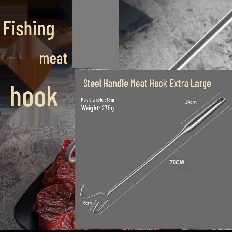 Dedelai Long Handle Stainless Steel Double Meat Hook