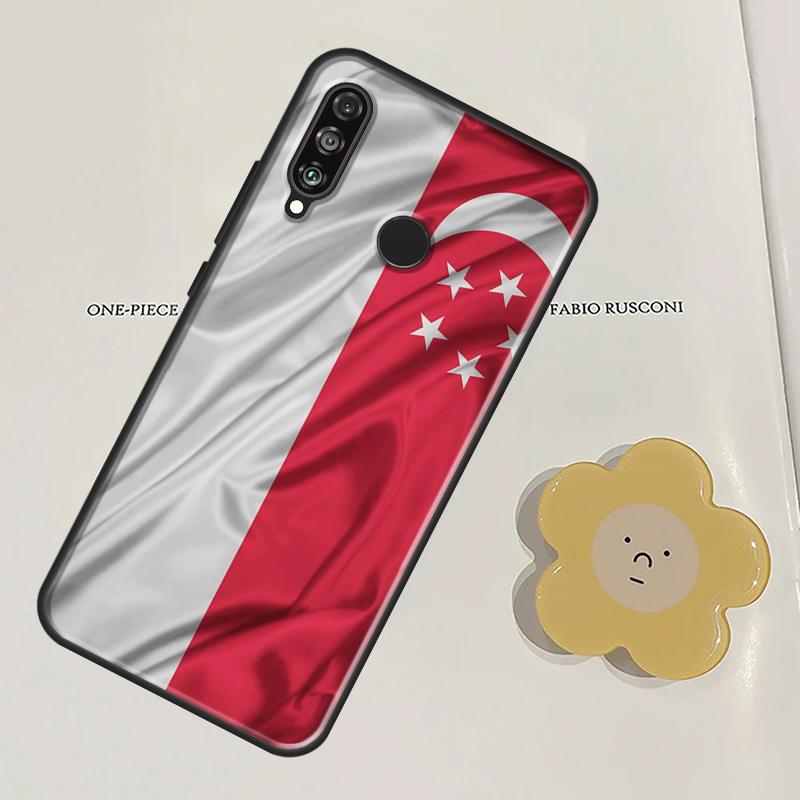 Singapore Flag For Huawei Nova Y60 Y70 Y90 Y61 Y91 3i 7i 8i 11i Nova 11 9 10 SE P20 P40 Lite P30 Pro Case