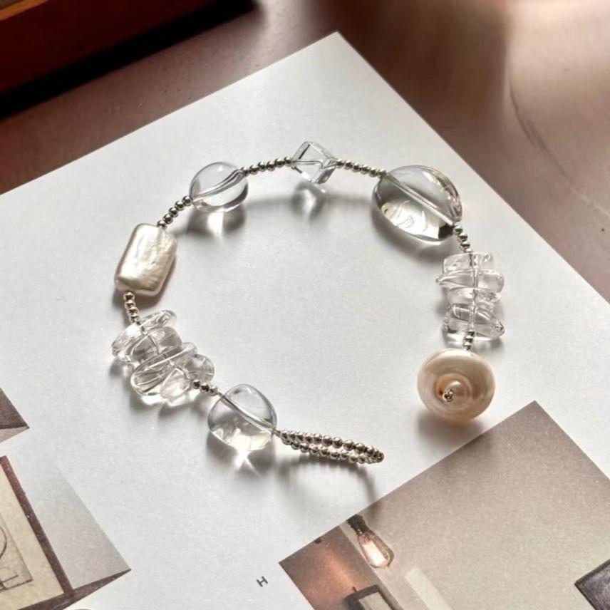 Fashionable Baroque Style Transparent Bead Bracelet, Light Luxury Niche Design Bracelet, Fashionable Bracelet
