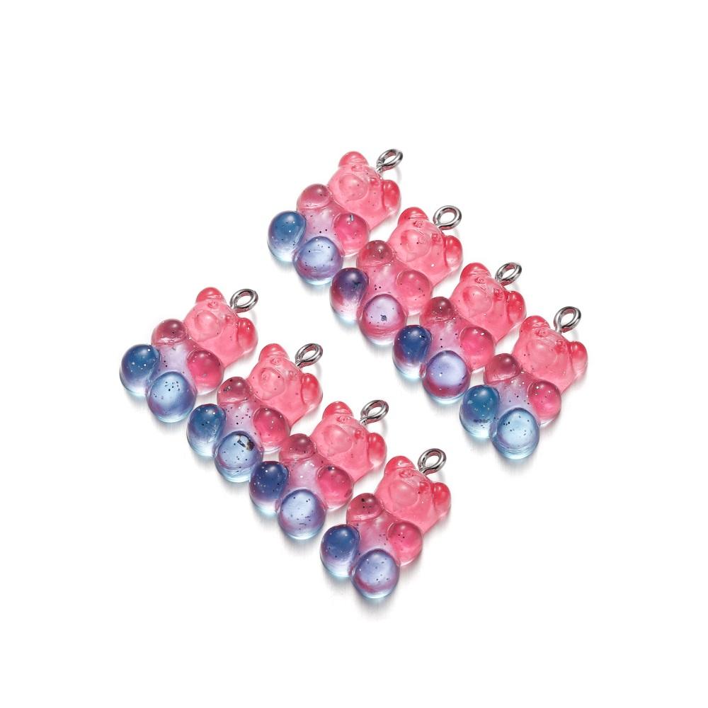 

10Pcs/Lot Colorful Mini Resin Bear Charms Pendants for DIY Earrings Necklace Pendant Jewelry Making Crafts Accessories