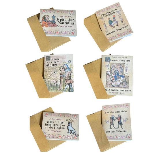 Medieval Valentine's Card with Envelope Vintage Medieval Love Greeting Card with Humorous Phrases Couples Boyfriend Girlfriend Gift