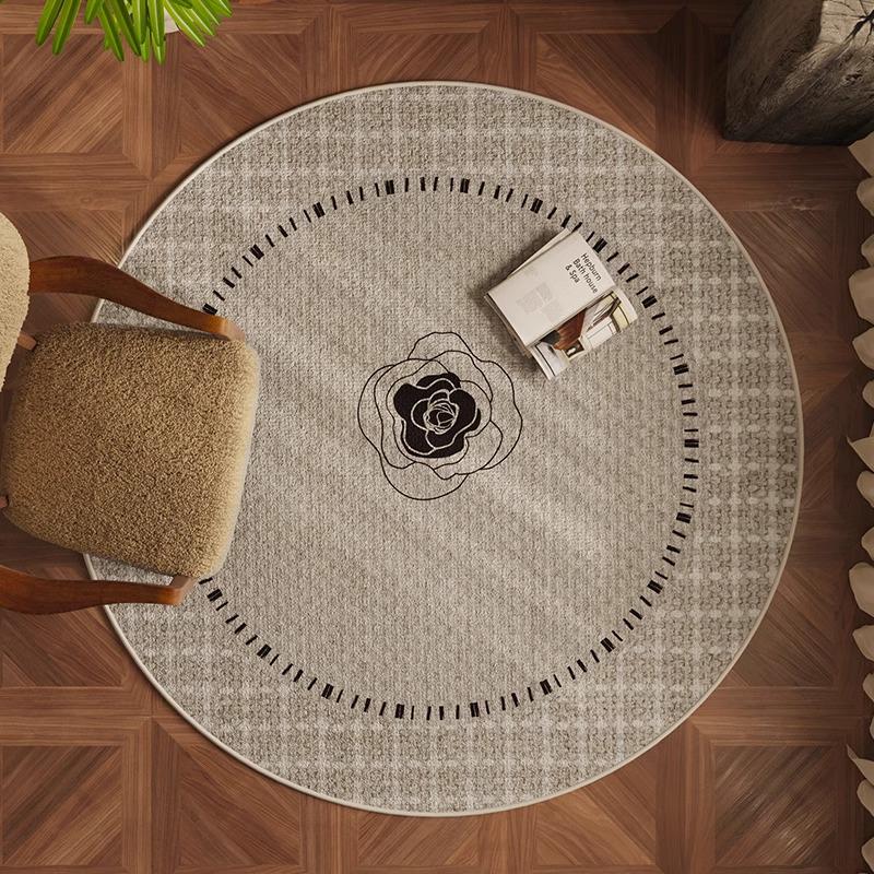 Round Flannel Modern Rug for Living Room, Study, or Bedroom - Perfect for Sofa, Coffee Table, Chair Pad, or Bedside Mat