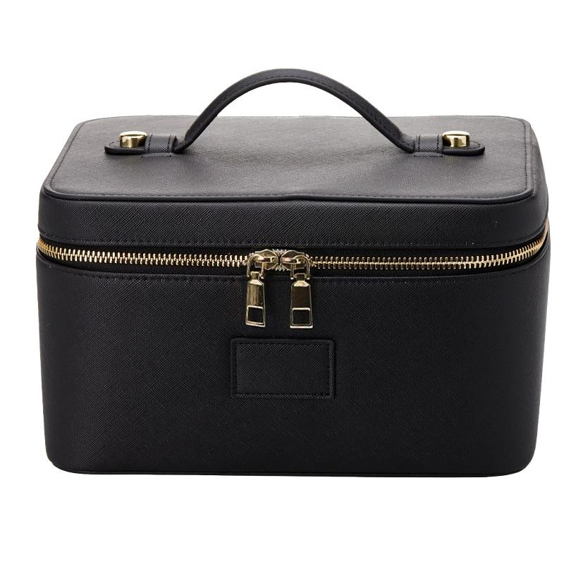 New cross-border pu portable cosmetic bag with compartment large capacity portable leather cosmetic bag leather cosmetic bag 20.5×14×11.5 чёрный