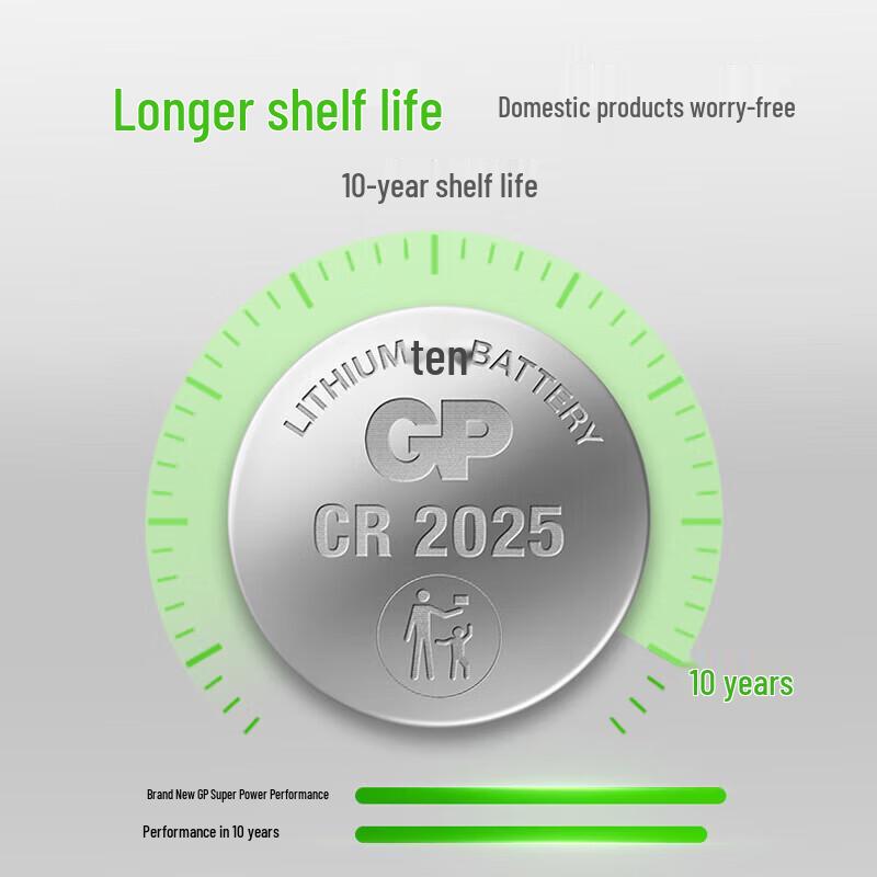GP CR2025 3V Lithium Button Cell Battery CN plug (adapter included)