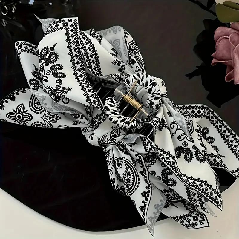 Vintage Bow Hair Clip Non-Slip Jaw Clip Strong Hold Bohemian Style Women's Beaded Jewelry Accessory