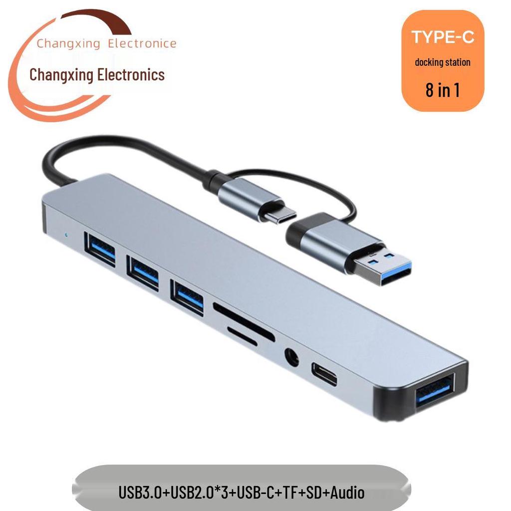 8-in-1 Type-C Hub: Multifunctional Card Reader & USB Network Expansion Dock