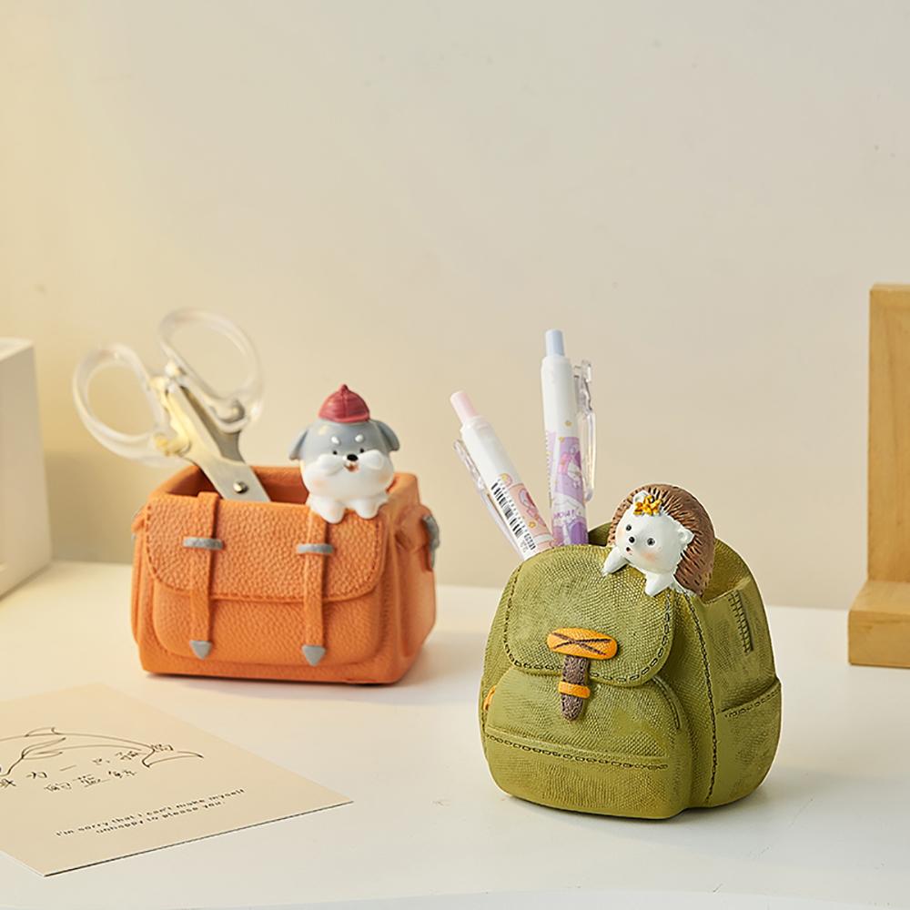 Pastoral Animal Sculpture Creative Table Decorative Figurine Pen Container Desk Storage Cute Home Decoration Birthday Gift