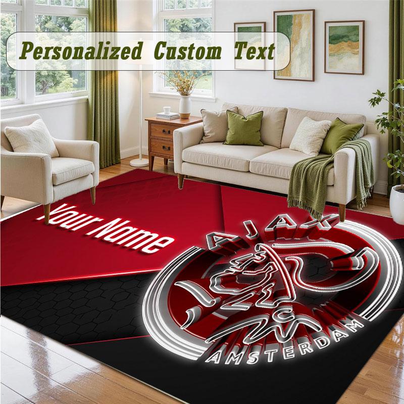 Crystal Velvet Square Rug Custom NameAjax Amsterdam Pattern Non Slip Home Floor Decor Rug