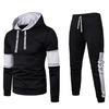 Men's Autumn Winter Patchwork Sweatshirt Top Pants Sets Sport Suit Tracksuit