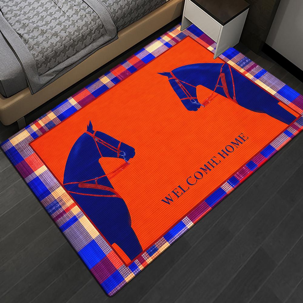 Bohemian Pony Print Rug Animal Pattern Non-Slip Carpet for Living Room Kids Bedroom Modern Home decorations Mat Baby Play Mat