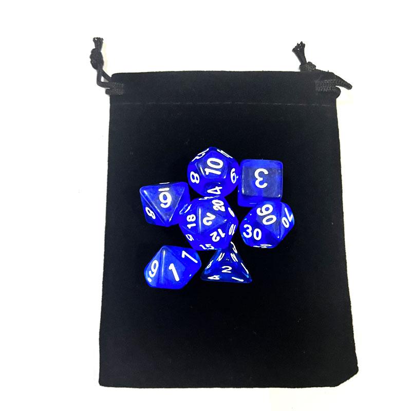With Bag 7Pcs Dnd Polyhedral Dice Set For Tabletop Board Games Rpg Dice D4 D6 D8 D10 D% D12 D20 Clear Transparent Dice 10Colors