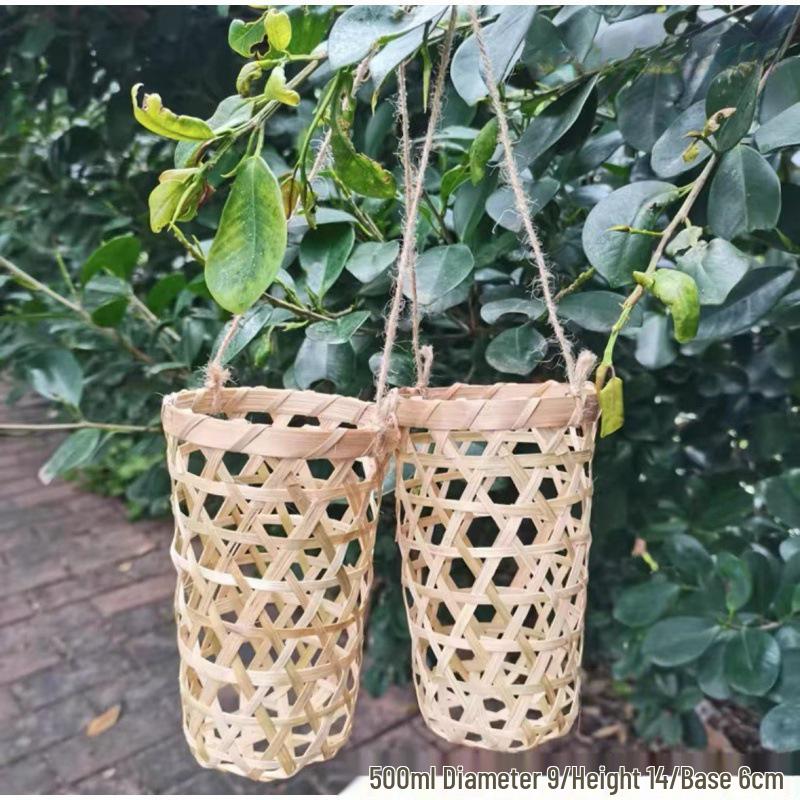 Bamboo Woven Drink Set: Milk Tea Cups, Ice Cream Cups & Basket