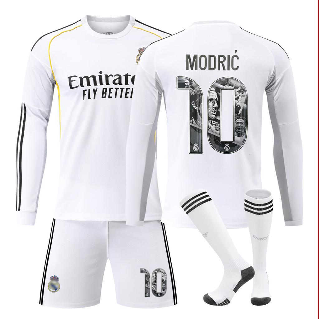 Maglie da Calcio a Manica Lunga Maglie Casa e Trasferta Real Madrid Adulti Bambini