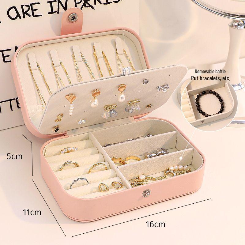 Large Capacity PU Travel Jewelry Storage Box for Earrings & Necklaces