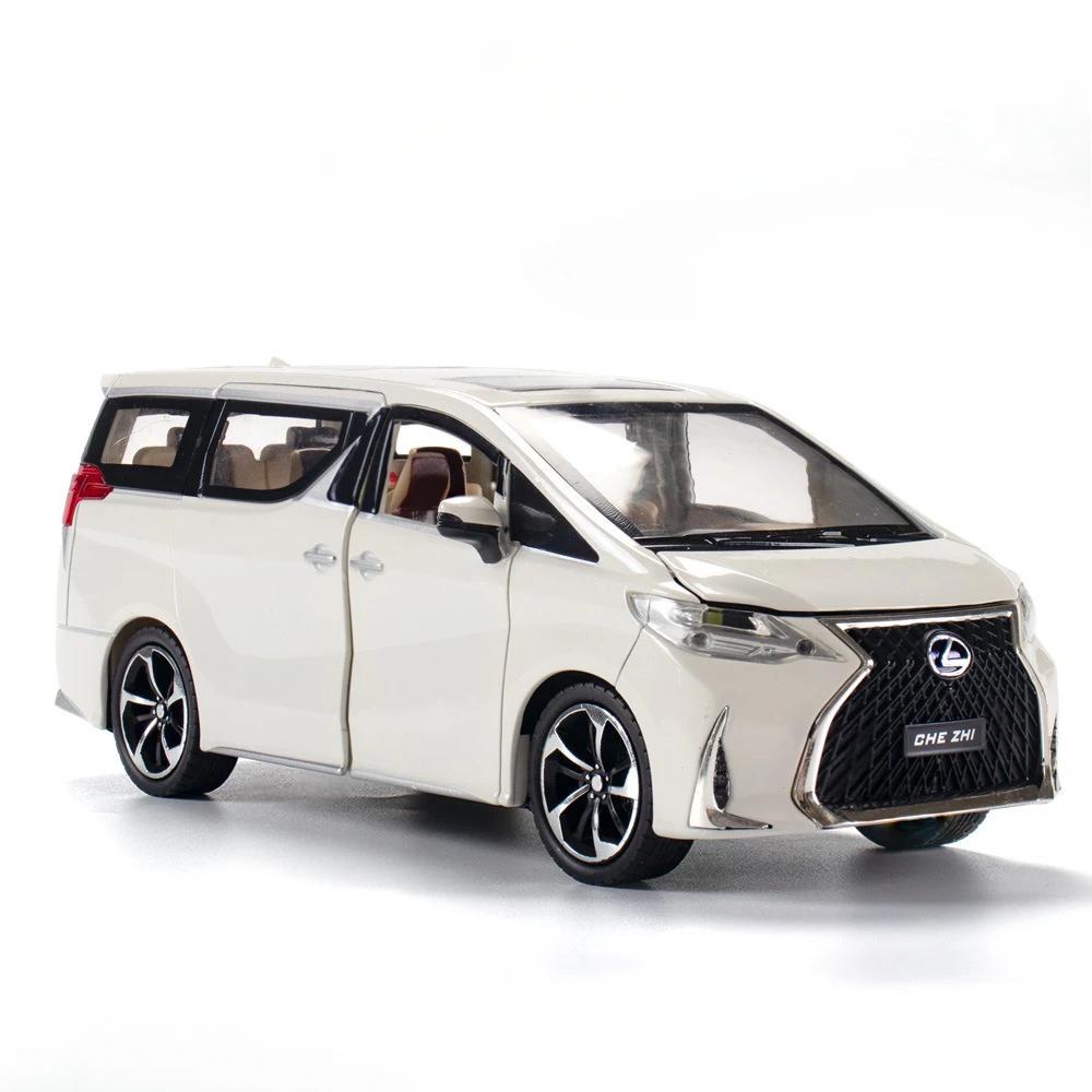 1:24 LM300H LX570 Car Model Toy Alloy Diecast Sound Light Pull Back Door Opened Miniature Models Birthday Gifts for Kids