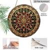 2D Flat 1pc, Vintage Gold Red Gem Mandala Floral Ornate Style, Circular Metal Wall Hanging Decor For Farmhouse Living Room Bohemian Porch Indoor