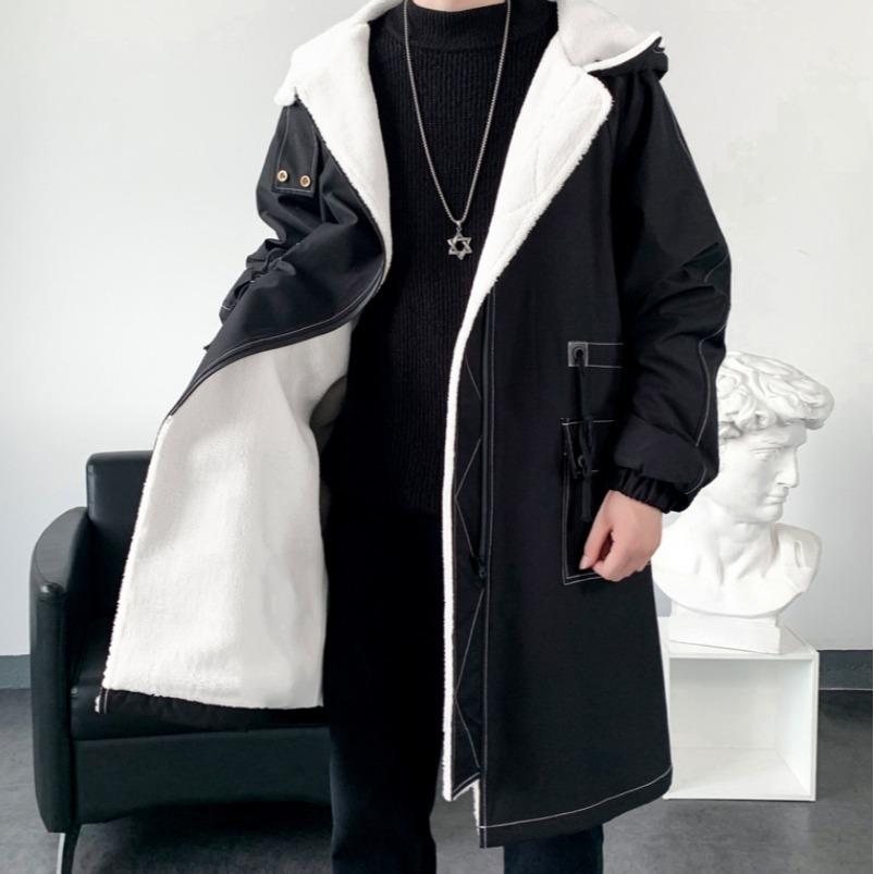 Winter Coat Men Hooded Thick  Trench Coat Men fashion Windbreakers Casual Jackets Hip Hop Streetwear Coat XS-3XL