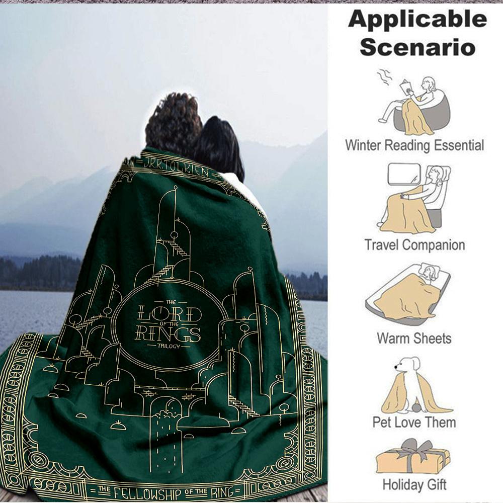 1pc The Lord of the Rings Blanket Lightweight Flannel Throw For Sofa, Bed, Travel, Camping, Livingroom, Office, Couch, Chair, And Bed