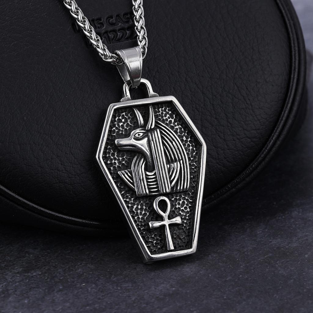 Egyptian Thoth Head Amulet Necklace - Gothic Punk Style Black  Golden Ancient Egyptian God Jewelry, Unisex