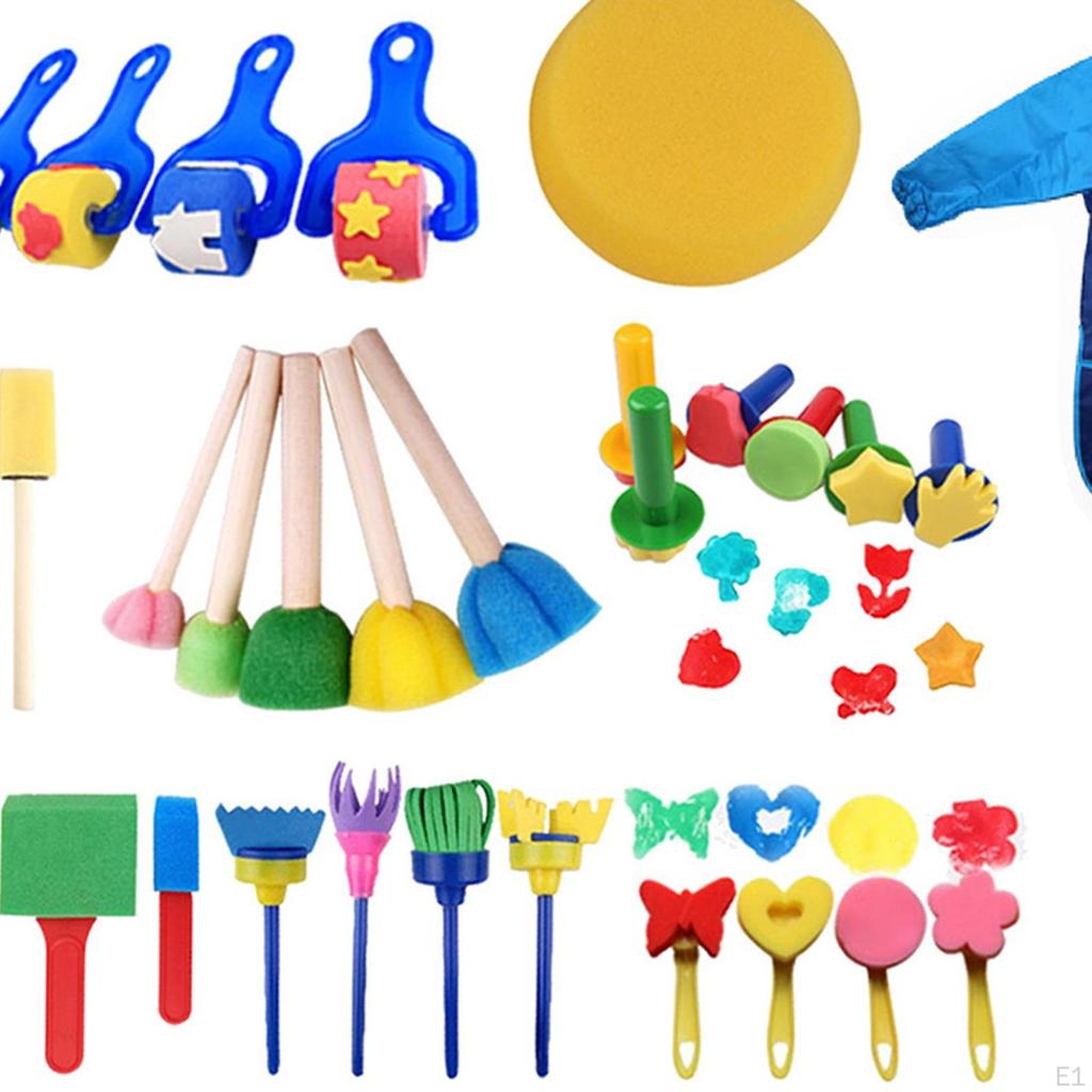 Art Supplies for Kids with Sponge Brushes And Paint Sponges