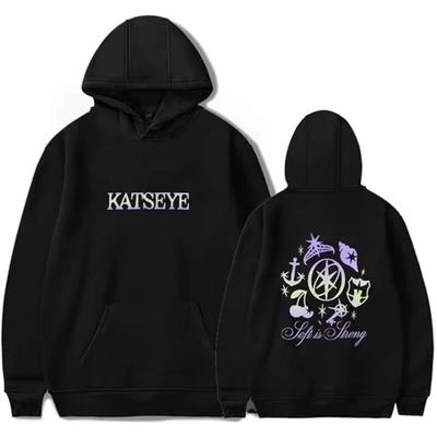 Katseye Merch Felpa con Cappuccio Distressed Felpe alla Moda Musica Pop Uomo Donna Felpa Tuta Pullover Cappotto Moda