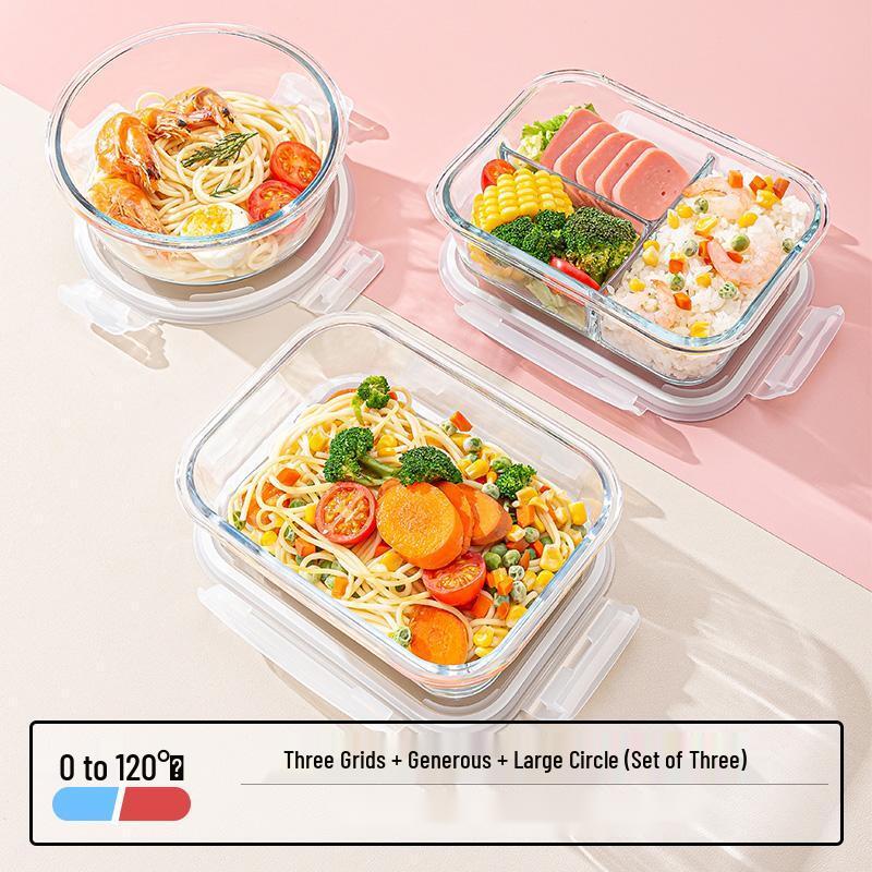 Qianxing Microwaveable Divided Glass Lunch Box Set